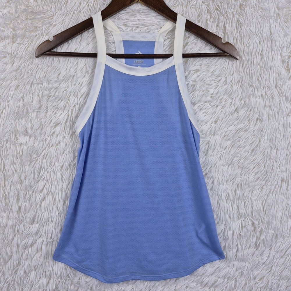 Rabbit Womens EZ Tank Perforated Running Top Blue White RW302 XS
